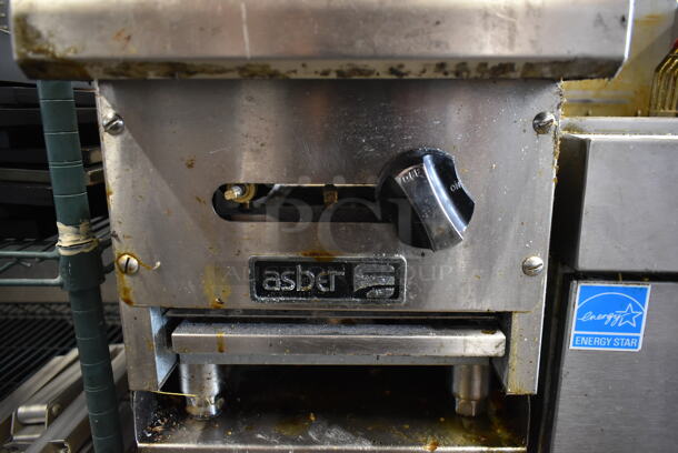 2019 Asber AFHP 2 12 NG Stainless Steel Commercial Countertop Natural Gas Powered 2 Burner Range on Stainless Steel Equipment Stand.  - Image 3 of 7