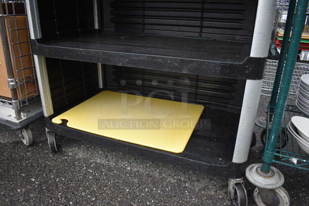 Black Poly 3 Tier Cart w/ Push Handles on Commercial Casters. 40x20x39 - Image 4 of 4