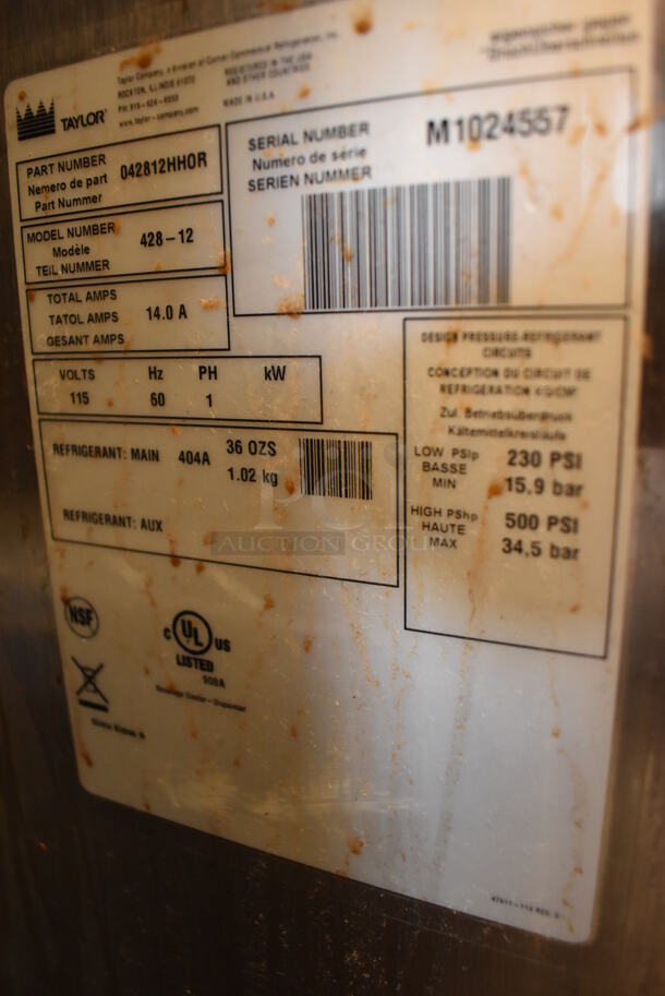 2011 Taylor 428-12 Stainless Steel Commercial Countertop Air Cooled Frozen Beverage Machine w/ Drink Mixer. 115 Volts, 1 Phase. 17x34x33 - Image 7 of 8