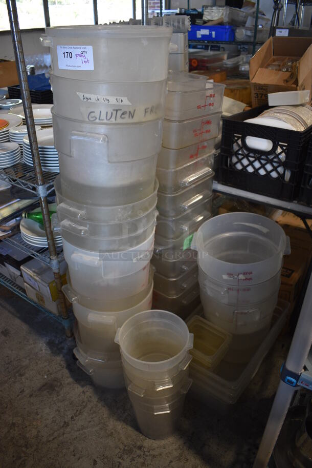 ALL ONE MONEY! Lot of Various Clear Poly Bins Including 18 and 22 Quart 