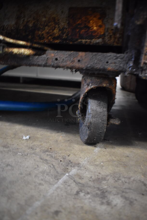 Imperial Stainless Steel Commercial Natural Gas Powered 6 Burner Range, Flat Top Griddle, Salamander Cheese Melter, Oven, Over Shelf and Back Splash on Commercial Casters. 60x31x73 - Image 8 of 8