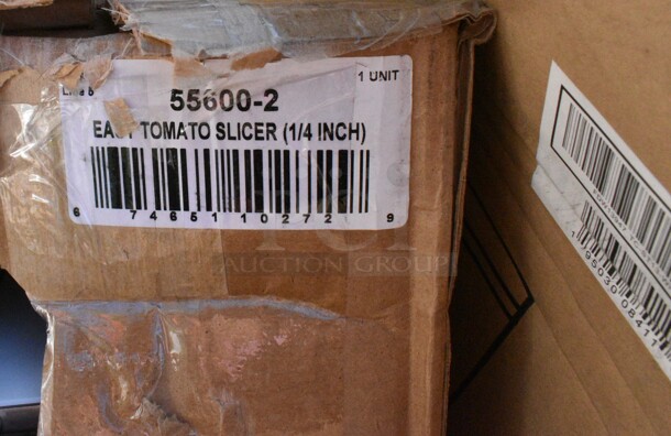 12 BRAND NEW Boxes Including TC-ST13-White Unit, Nemco 55600-2 1/4" Easy Tomato Slicer, 247PG1022FH Vigor 11" x 23" Portable Steel Griddle, TC-1350R-SS 13 Gallon Trash Can, 271CT1418OR Carlisle CT141824 Cafe 14" x 18" Orange Standard Plastic Fast Food Tray - 12/Case, 257SWD Lavex Heavy-Duty Steel Stretch Wrap Dispenser with Film Cutter, 245CB12PLN Choice 12" x 12" x 2" Kraft Customizable Corrugated Plain Pizza Box - 50/Case, Zurn Z5410 Blowout Service Sink. 12 Times Your Bid!  - Image 3 of 12