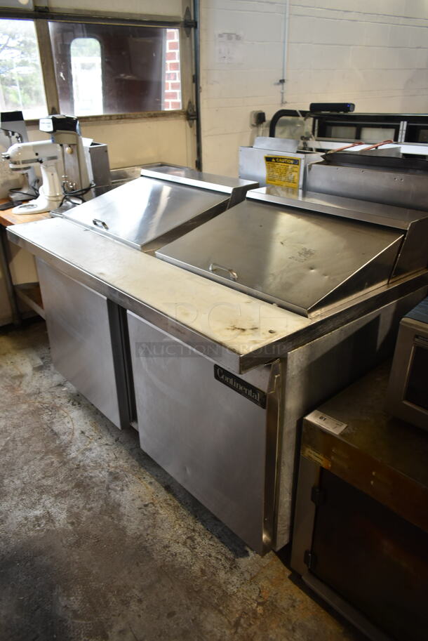 Continental SW60-24M Stainless Steel Commercial Sandwich Salad Prep Table Bain Marie Mega Top on Commercial Casters. 115 Volts, 1 Phase. Tested and Working! - Image 1 of 9