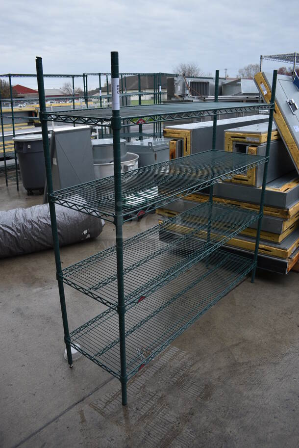 Metro Green Finish 4 Tier Shelving Unit. BUYER MUST DISMANTLE. PCI CANNOT DISMANTLE FOR SHIPPING. PLEASE CONSIDER FREIGHT CHARGES. 60x18x63 - Image 4 of 4