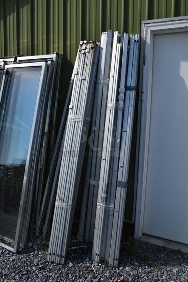 ALL ONE MONEY! Lot of Metal Frame Pieces w/ 14 Glass Doors. Door Frame Measures 70x9x76. - Image 4 of 9