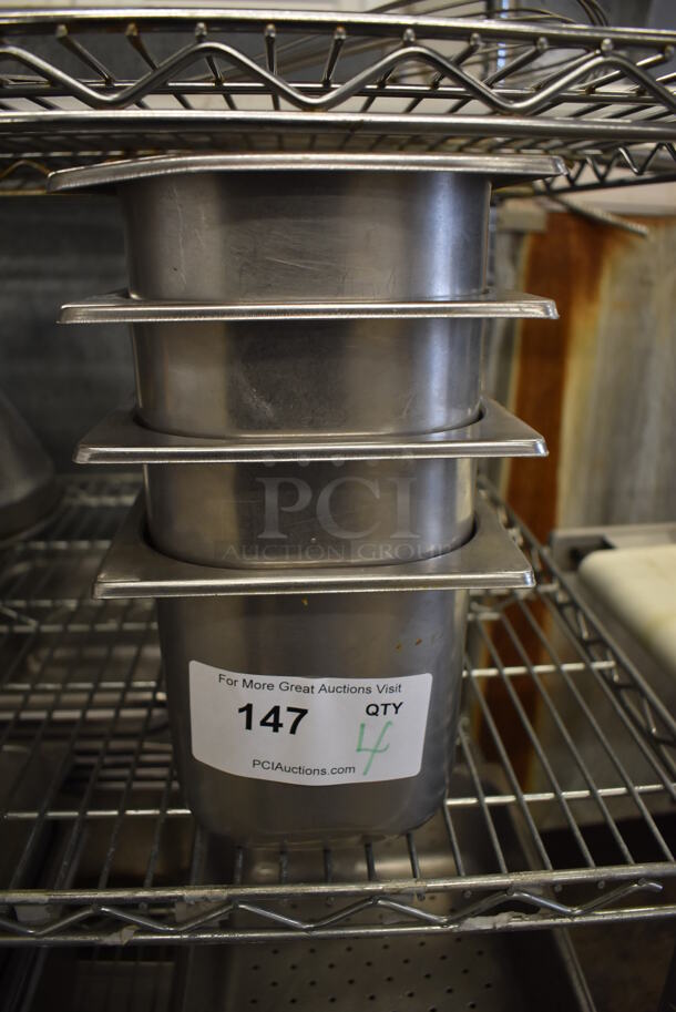 4 Stainless Steel Drop In Bins. 6.5x14x6. 4 Times Your Bid! - Image 1 of 4