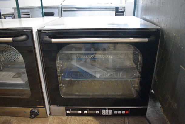 BRAND NEW! Perspective Model EB-1AE Stainless Steel Commercial Countertop Electric Powered Convection Oven w/ View Through Door and Metal Oven Racks. 220 Volts, 1 Phase. 23.5x23x22