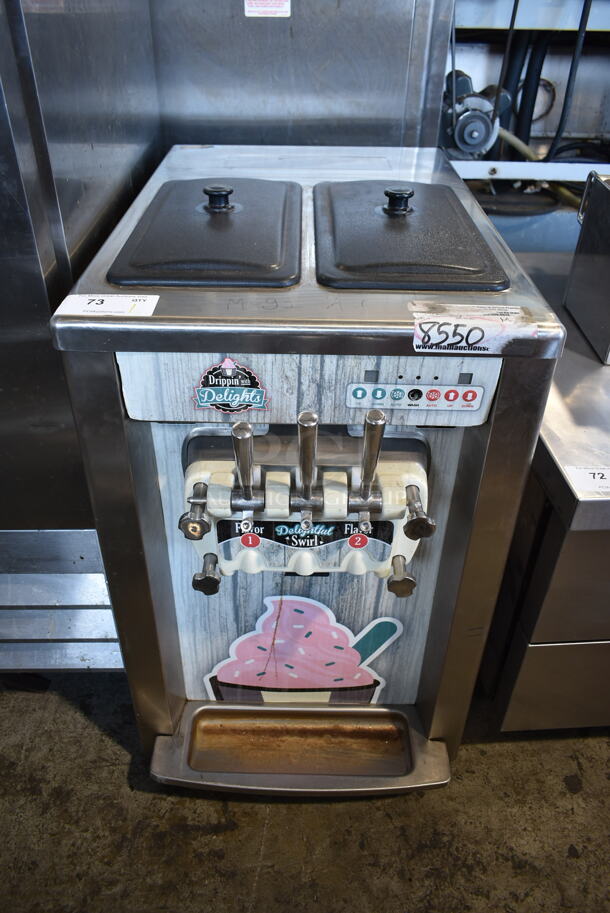 Stainless Steel Commercial Countertop 2 Flavor w/ Twist Soft Serve Ice Cream Machine. - Image 1 of 4