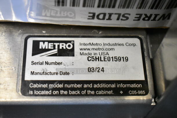 BRAND NEW SCRATCH AND DENT! 2024 Metro C539-HLFC-U-GY Metal Commercial Single Door Heated Holding Cabinet on Commercial Casters. 120 Volts, 1 Phase. Tested and Working! - Image 6 of 7