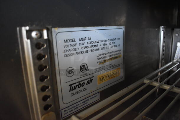 Turbo Air Model MUR-48 Stainless Steel Commercial 2 Door Undercounter Cooler on Commercial Casters. 115 Volts, 1 Phase. 48x30x36. Tested and Does Not Power On - Image 5 of 5