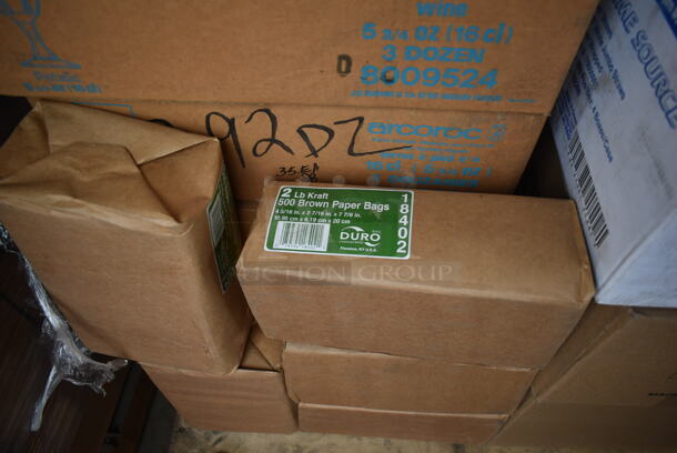 PALLET LOT of 42 BRAND NEW IN BOX! Arcoroc 8009524 Wine Glasses, Prime Source Paper Straws, Brown Paper Bags, NetChoice 420282 Straws, 510199 Straws, Sip N Joy 7" Straws, Cellocore Straws, Bormior Rocco 4912Q016 Rocks Glasses. 42 Times Your Bid! - Image 4 of 11