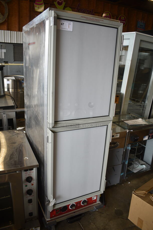 BRAND NEW SCRATCH AND DENT!  Avantco 177HPI1836DC Metal Commercial  Full Size Insulated Heated Holding / Proofing Cabinet with Clear Dutch Doors on Commercial Casters. 120 Volts, 1 Phase. Tested and Working! - Image 3 of 8