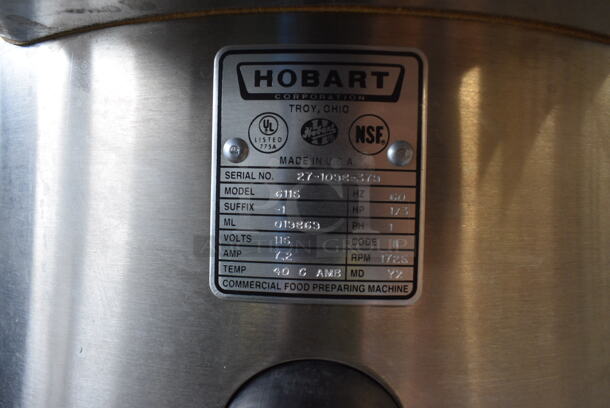 Hobart Model 6115 Stainless Steel Commercial Countertop Potato Peeler on Black Metal Stand w/ Commercial Casters. 115 Volts, 1 Phase. Unit Has Only Been Used One Time! 19x19x60. Tested and Working! - Image 8 of 10