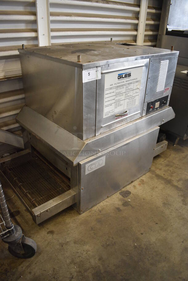 CTX Stainless Steel Commercial Electric Powered Conveyor Pizza Oven w/ Giles Model OVH10 Stainless Steel Commercial Ventless Hood. 208/240 Volts, 1 Phase. 54x28x34 - Image 6 of 8