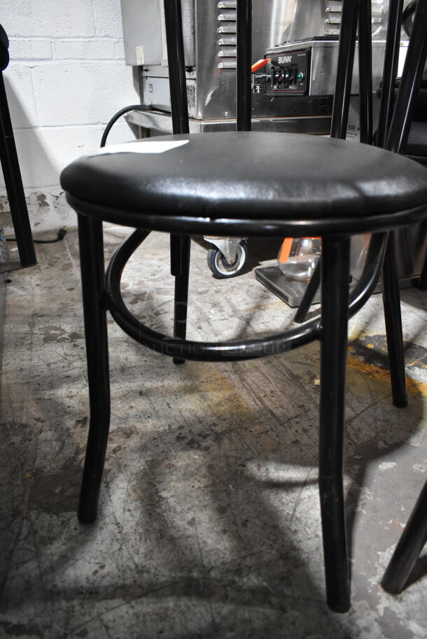 6 Black Metal Dining Height Chairs w/ Black Seat Cushion. 6 Times Your Bid! - Image 5 of 9