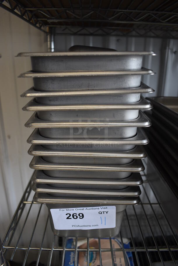 11 Stainless Steel 1/6 Size Drop In Bins. 1/6x4. 11 Times Your Bid!