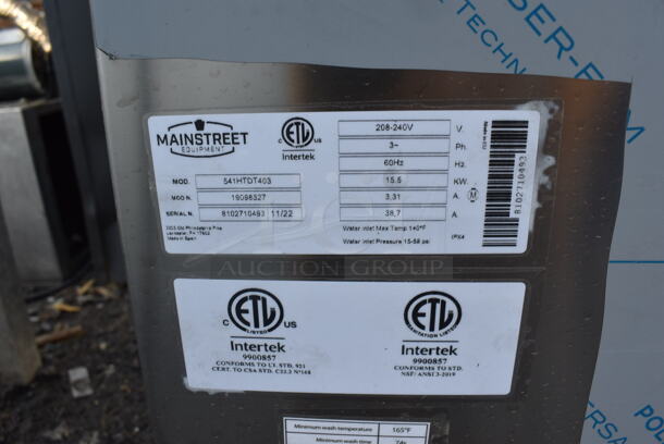 BRAND NEW SCRATCH AND DENT! 2022 Mainstreet 541HTDT403 Stainless Steel Commercial Straight Pass Through Dishwasher. 208-240 Volts, 3 Phase. - Image 3 of 8