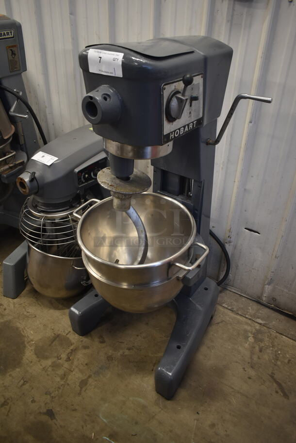 Hobart D-300 Metal Commercial Floor Style 30 Quart Planetary Dough Mixer w/ Stainless Steel Mixing Bowl and Dough Hook Attachment. 208 Volts, 3 Phase. 