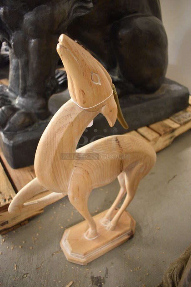AFRICAN FOLK ART Style Wooden Gazelle Statue. Made In Italy - Image 3 of 6