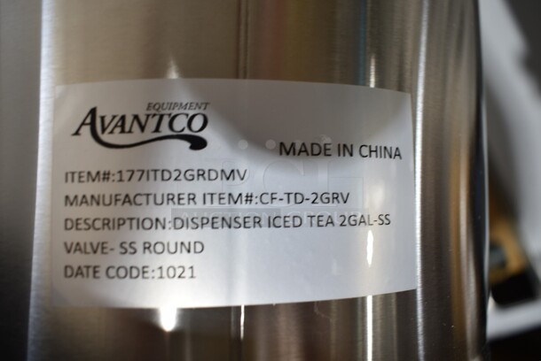 2 BRAND NEW SCRATCH AND DENT! Items; Avantco 177ITD2GRDMV ITD2-GRD-MV 2 Gallon Round Iced Tea Dispenser with Stainless Steel Valve and Bunn TDO-N-3.5 3.5 Gallon Narrow Iced Tea Dispenser. 2 Times Your Bid!  - Image 5 of 8