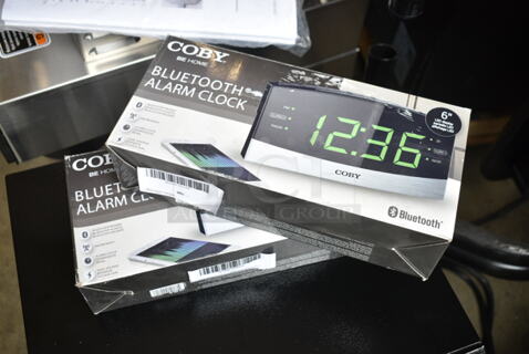 2 BRAND NEW! Coby CRABT-104 Bluetooth Alarm Clock. 2 Times Your Bid! 