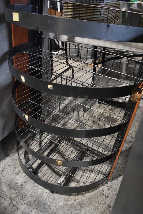 Wood Pattern and Metal 6 Tier Chip Display Rack on Commercial Casters.  - Image 4 of 5