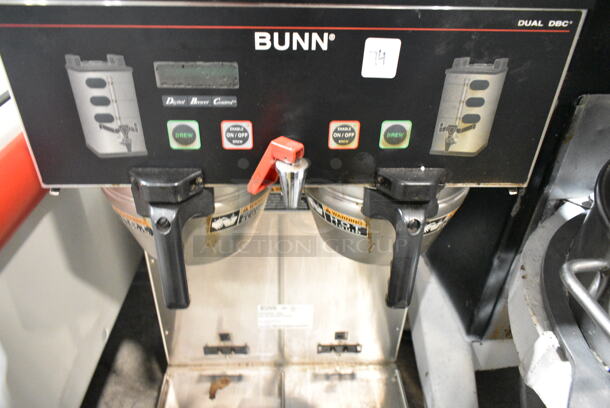 Bunn DUAL SH DBC Stainless Steel Commercial Countertop Double Coffee Machine w/ Hot Water Dispenser, 2 Metal Brew Baskets and 2 Satellite Servers. 120/240 Volts, 1 Phase.  - Image 7 of 11
