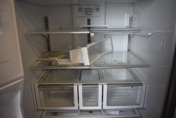 BRAND NEW SCRATCH AND DENT! Whirlpool WRF997SDDM00 Stainless Steel Commercial French Style Cooler Freezer Combo Unit w/ Water and Ice Dispenser. 115 Volts, 1 Phase. 36x36x70. Tested and Powers On and Cooler Works But Freezer Temps at 44 Degrees - Image 8 of 12