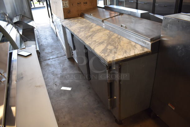 2011 Leader PT84 S/C Stainless Steel Commercial Pizza Prep Table w/ Oversized Marble Cutting Board on Commercial Casters. 115 Volts, 1 Phase. Tested and Working! - Image 2 of 10