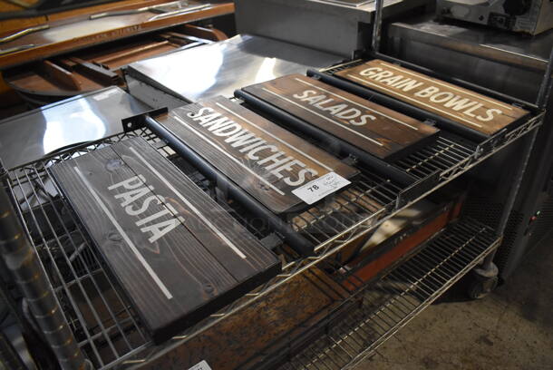 ALL ONE MONEY! Tier Lot of 4 Wooden and Metal Signs; Grain Bowls, Salads, Sandwiches and Pasta - Image 3 of 8