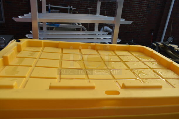 ALLL ONE MONEY! Lot of 4 Black Poly Bins, 10 Yellow Poly Lids and 5 Gray Poly Lids. Includes 28x18x13.5 - Image 4 of 5