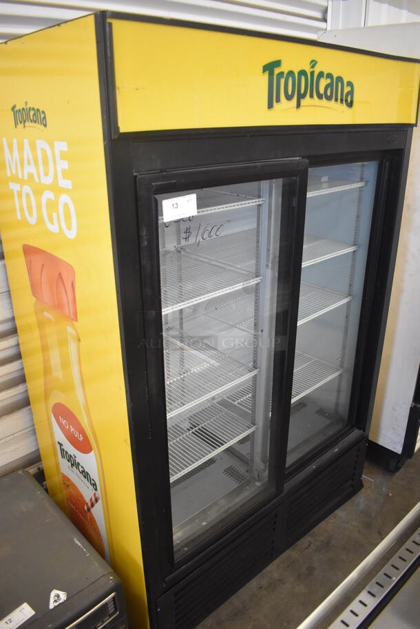 QBD CD45S Metal Commercial 2 Door Reach In Cooler Merchandiser w/ Poly Coated Racks. 115 Volts, 1 Phase. 52x29x79. Tested and Working! - Image 8 of 9