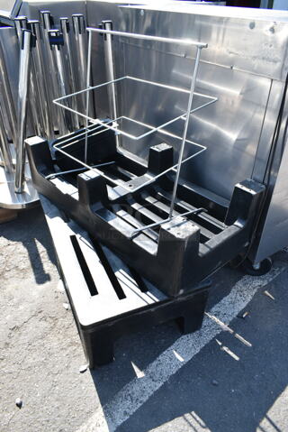 3 Various Items; 2 Black Poly Dunnage Racks and 1 Metal 2 Tier Plate Rack. 3 Times Your Bid! 