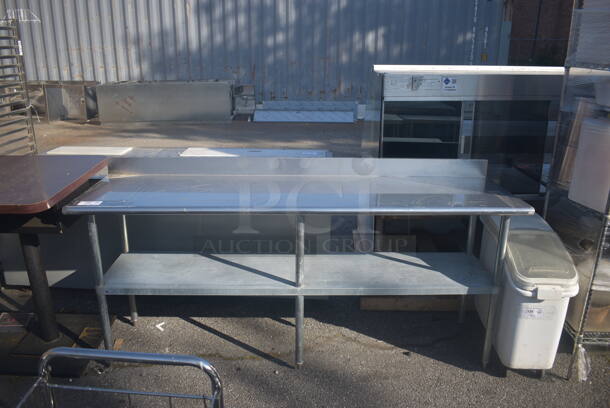 Commercial Stainless Steel Work Table With Undershelf On Galvanized Legs.