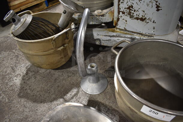 ALL ONE MONEY! Lot of DS30 Metal 30 Quart Mixing Bowl, 2 DS30ED Dough Hook Attachment and DS30D 30 Quart Whisk Attachment.  - Image 4 of 11