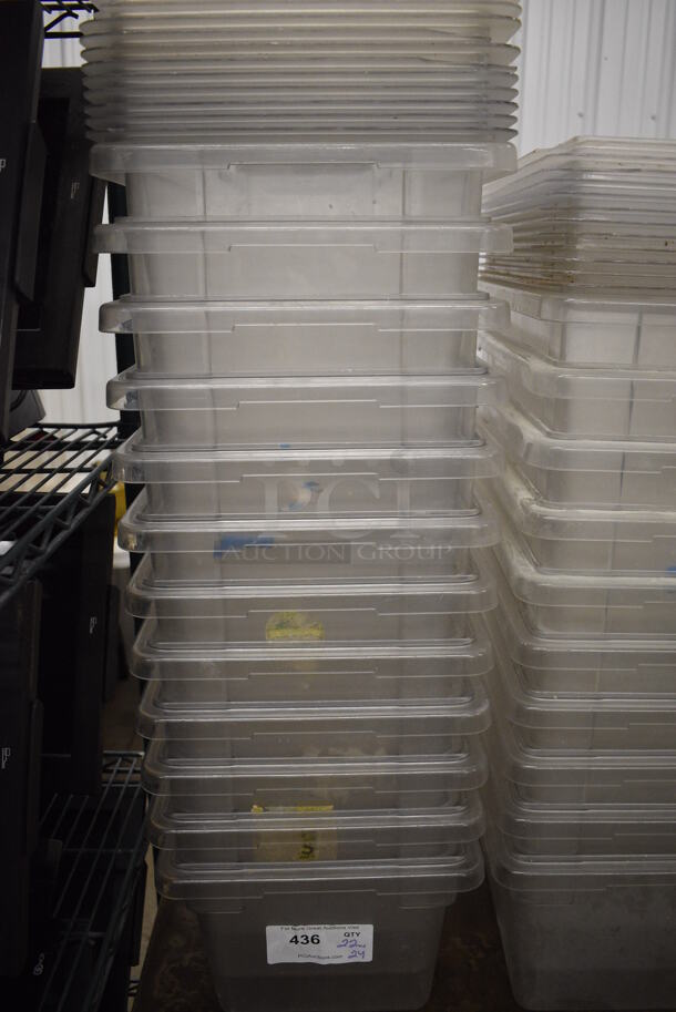 ALL ONE MONEY! Lot of 22 Clear Poly Bins w/ 24 Lids. 12x18x9 - Image 3 of 3
