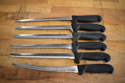 6 Sharpened Stainless Steel Serrated Knives. Includes 15". 6 Times Your Bid!
