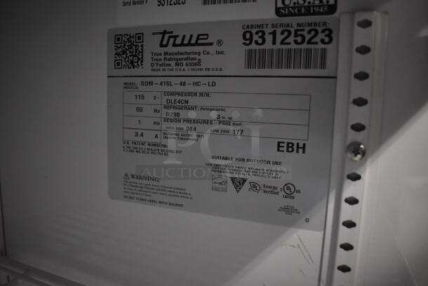 2018 True GDM-41SL-48-HC-LD Metal Commercial 2 Door Cooler Merchandiser w/ Poly Coated Racks. 115 Volts, 1 Phase. 47x21x49. Cannot Test Due To Cut Power Cord - Image 4 of 5