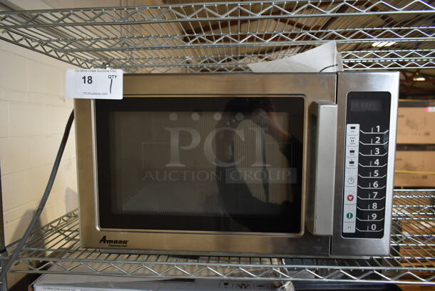 2016 Amana RCS10TS Stainless Steel Commercial Countertop Microwave Oven. 120 Volts, 1 Phase.  - Image 1 of 5