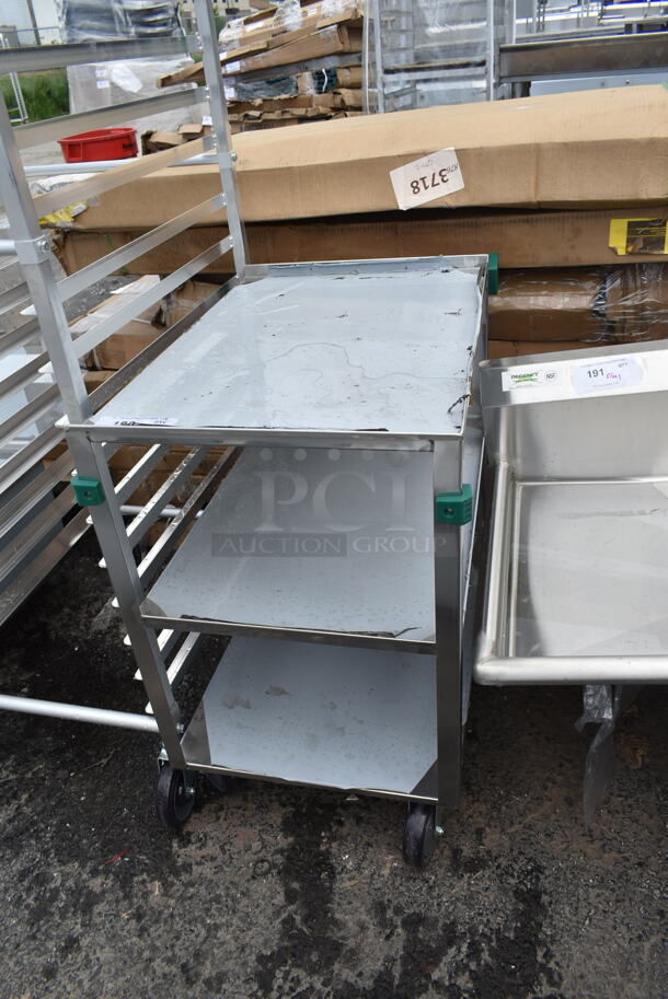 BRAND NEW SCRATCH AND DENT! Stainless Steel Commercial 3 Tier Cart on Commercial Casters. - Item #1114745
