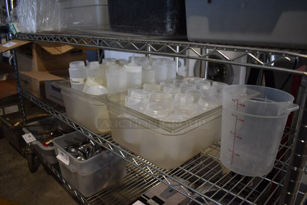 ALL ONE MONEY! Tier Lot of Various Items Including Poly Bins and Condiment Bottles - Image 1 of 5