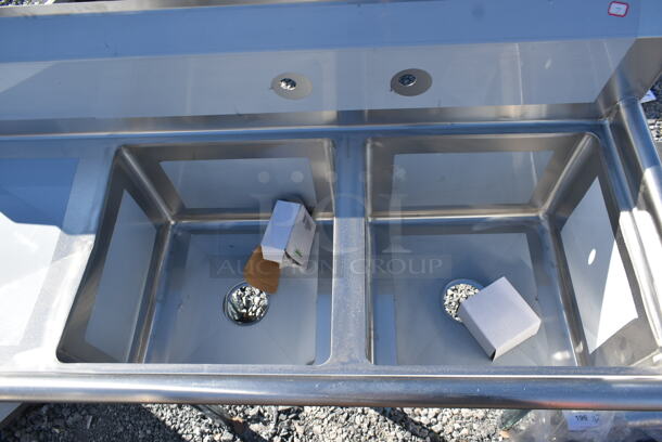 BRAND NEW SCRATCH AND DENT! Regency 600S2171718L Stainless Steel Commercial 2 Bay Sink w/ Left Side Drain Board. Bays 17x17. Drain Board 16.5x18.5 - Image 2 of 5