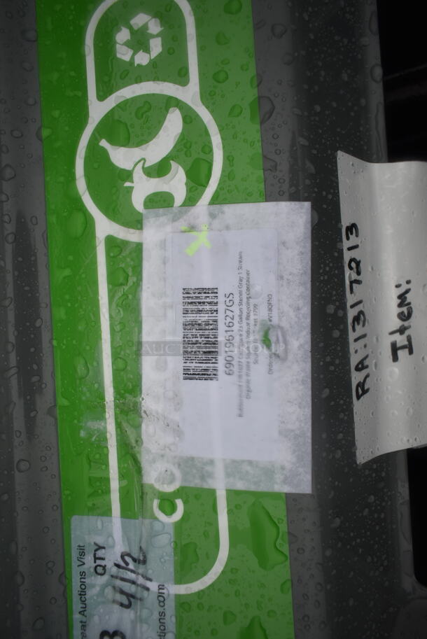 BRAND NEW SCRATCH AND DENT! Rubbermaid 6901961627GS  Configure 23 Gallon Stenni Gray 1 Stream Organic Waste Square Indoor Recycling Container - Image 3 of 5