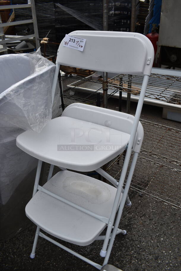 4 BRAND NEW SCRATCH AND DENT! White Poly Folding Chairs. 4 Times Your Bid! - Image 3 of 6