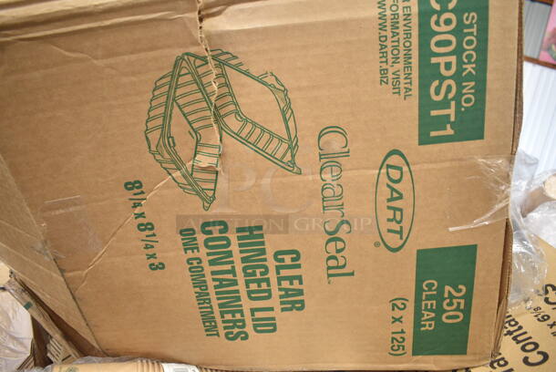 PALLET LOT of 15 BRAND NEW Boxes Including 9998NRKFT New Roots 8 oz. Smooth Single Wall Kraft Compostable Paper Hot Cup - 40/Pack, 612OB225LB Choice 2.25 lb. Oblong Foil Take-Out Container - 500/Case, Dart C90PST1 ClearSeal Hinged Lid Plastic Container 8 1/4" x 8 1/4" x 3" - 250/Case, Choice Paper Scoop Cups, 43306HCUPC Choice 6-Cup High Dome Hinged OPS Plastic Cupcake / Muffin Container, 999P150B Choice 1.5 oz. Black Plastic Souffle Cup / Portion Cup - 100/Pack, 612OB4LB Choice 4 lb. Oblong Foil Take-Out Container - 250/Case. 15 Times Your Bid! - Image 4 of 12