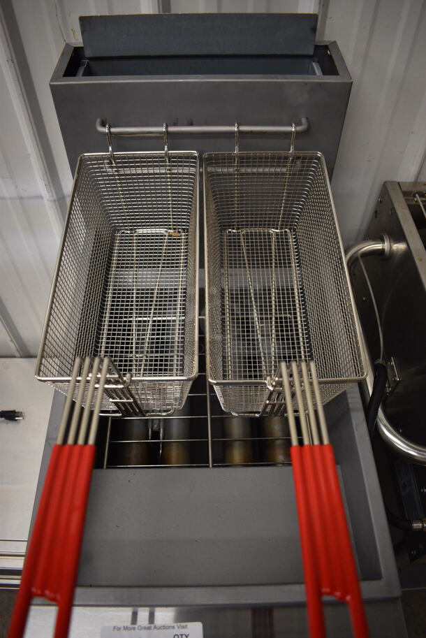 2021 Mainstreet Model 541FF50L Stainless Steel Commercial Floor Style Propane Gas Powered 50 Pound Capacity Deep Fat Fryer w/ 2 Metal Fry Baskets. 120,000 BTU. 15.5x30x47 - Image 4 of 6