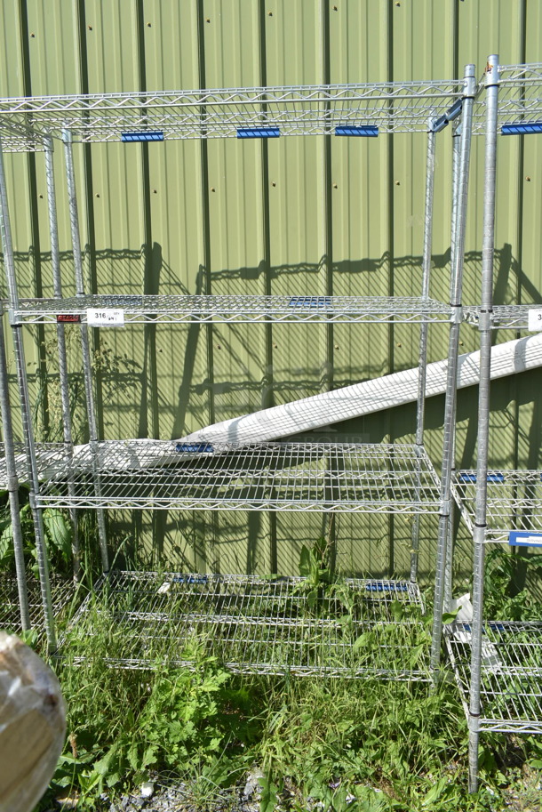 Chrome Finish 4 Tier Wire Shelving Unit. BUYER MUST DISMANTLE. PCI CANNOT DISMANTLE FOR SHIPPING. PLEASE CONSIDER FREIGHT CHARGES. - Image 2 of 2