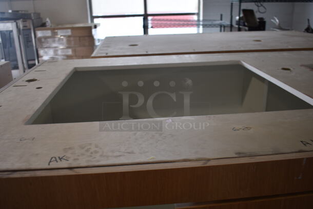 BRAND NEW! Wood Pattern 4 Door Counter. Missing Countertop and One Door. - Image 6 of 9