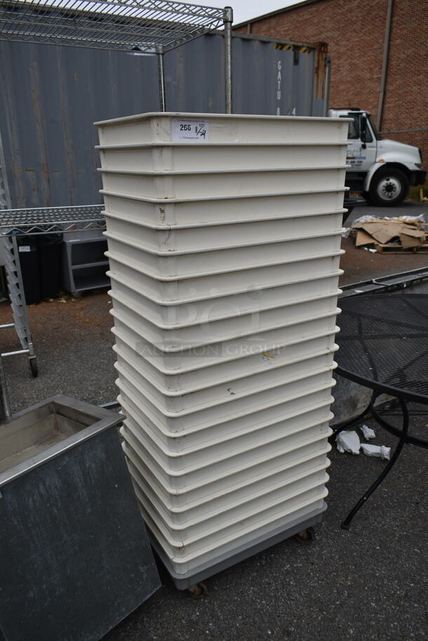 ALL ONE MONEY! Lot of 21 White Poly Dough Bins on Dolly. - Image 2 of 3