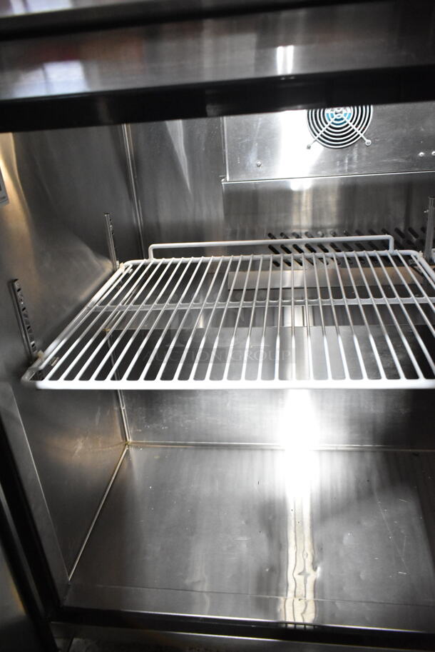 2017 Migali C-SP72-18-HC Stainless Steel Commercial Sandwich Salad Prep Table Bain Marie Mega Top on Commercial Casters. 115 Volts, 1 Phase. Tested and Powers On But Does Not Get Cold - Image 9 of 10